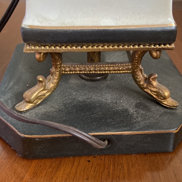 Antique painted porcelain lamp w flowers Victorian look - Picture 7 of 12